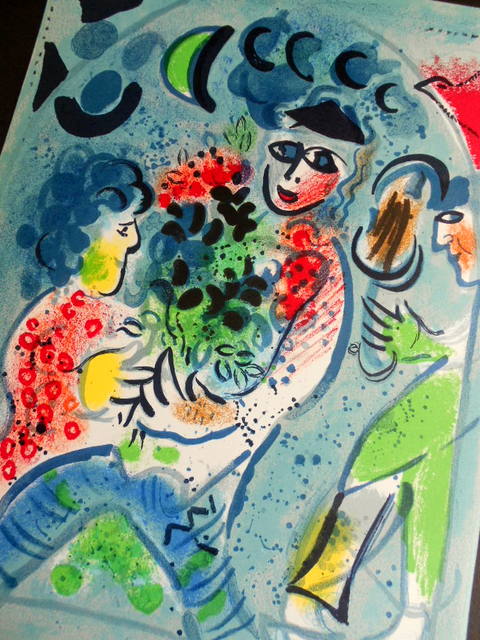 マルク・シャガール(Marc Chagall)灰色の恋人たちリトグラフ 版画 額装